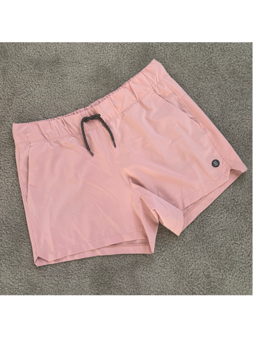 NWOT Free Fly Womens Swell Shorts Coconut Charcoal in Blush | Sz Lg